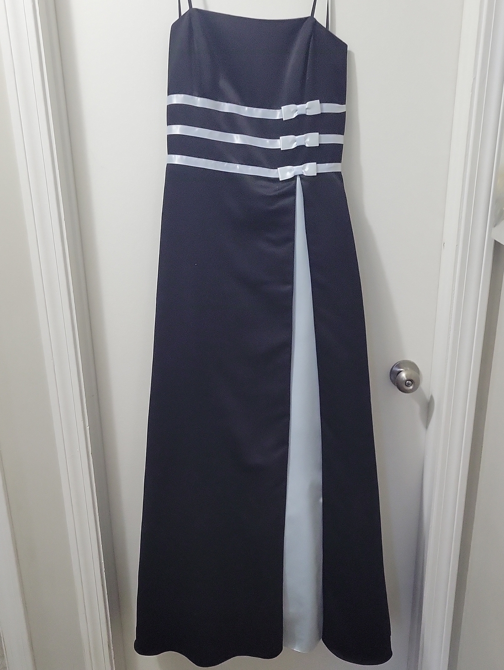 Strapless Black and Light Blue Formal Dress